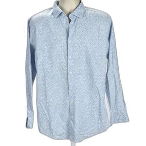 Norstrom's Blue Stretch Trim Fit Floral Dress Shirt 16 1/2 (34-35)